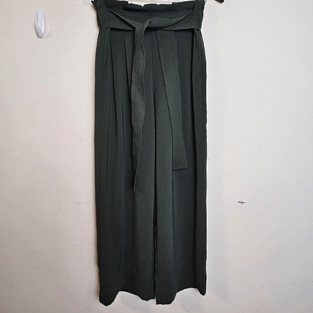 Madewell Tie Waist Huston Pull On Crop Wide Leg Pants MB189 Women's Green Size S